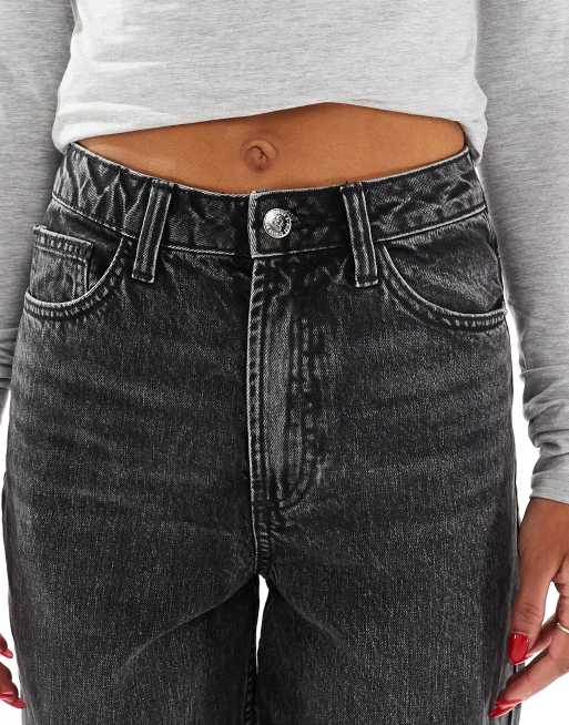 Miss Selfridge high waist mom jeans in black wash ASOS