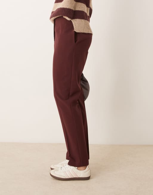burgundy cigarette pants Miss Selfridge high waisted cigarette pants in burgundy