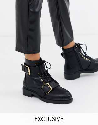 miss selfridge hiker ankle boot in black