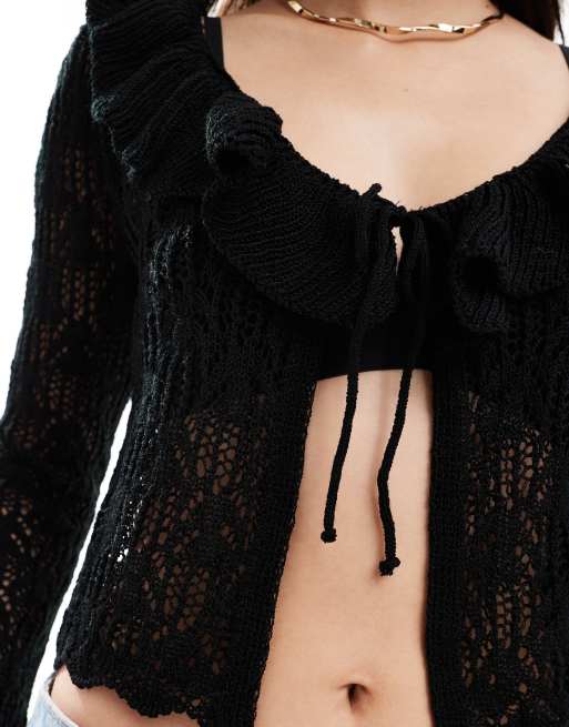 Miss Selfridge - Hæklet cardigan med flæser, 3 af 4