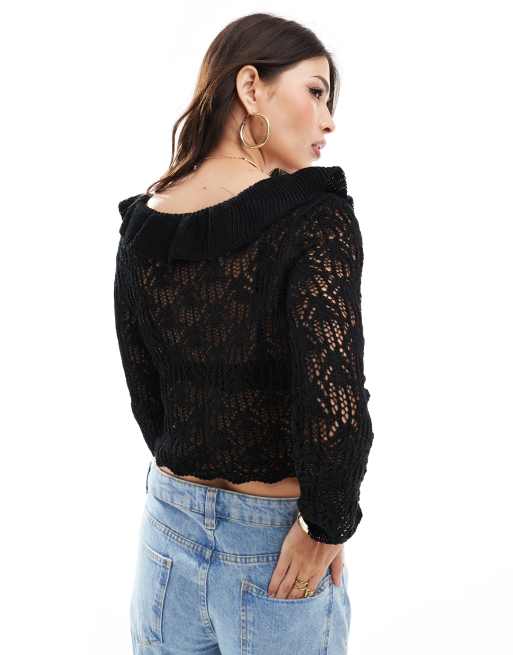Miss Selfridge - Hæklet cardigan med flæser, 4 af 4