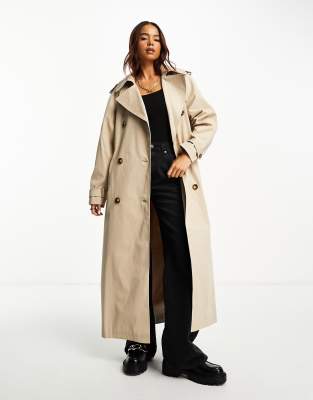 Miss Selfridge - Hochwertiger Maxi-Trenchcoat in Beige-Neutral