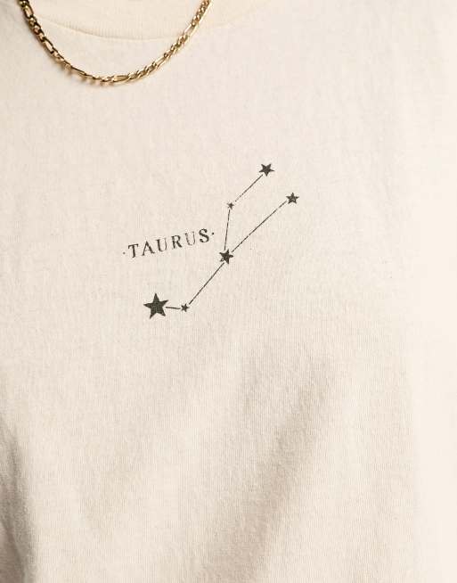 Miss Selfridge horoscope Taurus oversized t-shirt in ecru, 3 of 4