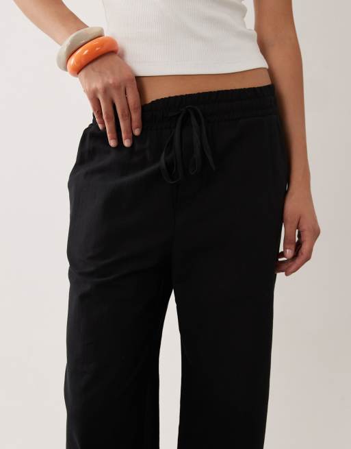 Miss Selfridge Hose aus Leinenmix mit weitem Bein in Schwarz, 4 von 5