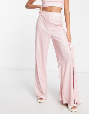 Miss Selfridge - Hose in glitzerndem Rosa mit weitem Bein, Kombiteil