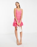 [Miss Selfridge] Miss Selfridge hotfix cami dress with faux feather in pink 4 PINK