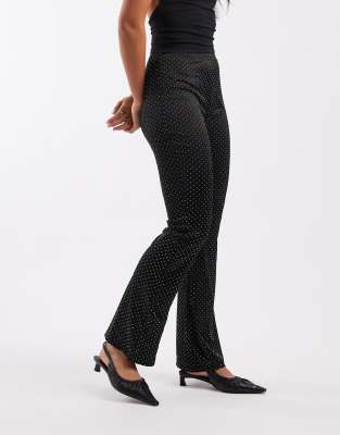 Miss Selfridge Hotfix Flared Pants In Black