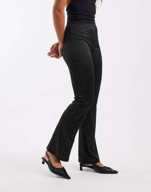 Miss Selfridge hotfix flared pants in black, 2 of 5