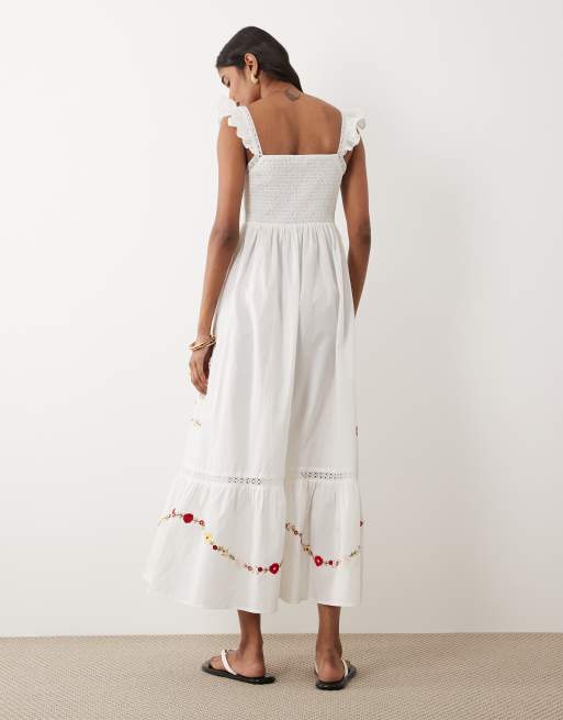 Miss Selfridge - Hvid maxikjole med blondeindlæg og broderi, 4 af 4