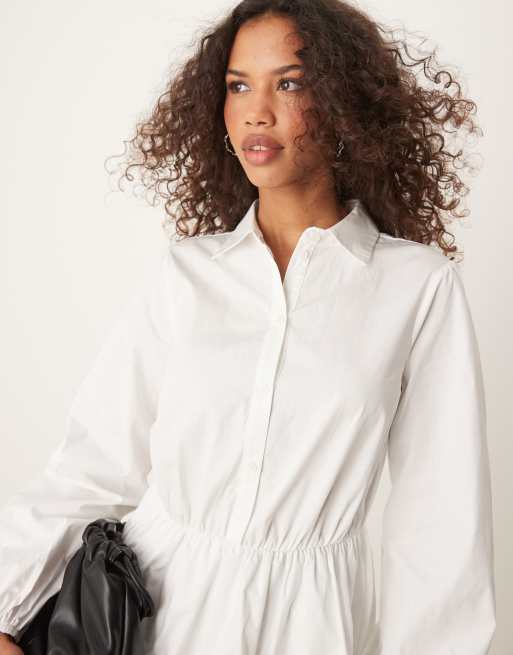 Miss Selfridge - Hvid og langærmet mini-skjortekjole, 2 af 4