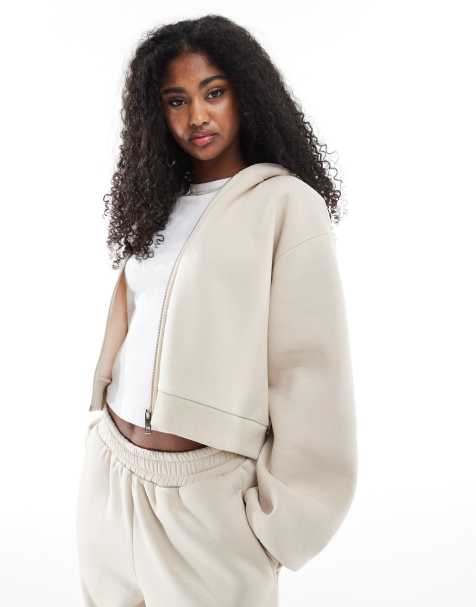 Miss Selfridge - Hvid oversized hættetrøje med gennemgående lynlås - view 1