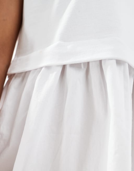 Miss Selfridge - Hvid smock-kjole i bomuldspoplin, 2 af 4