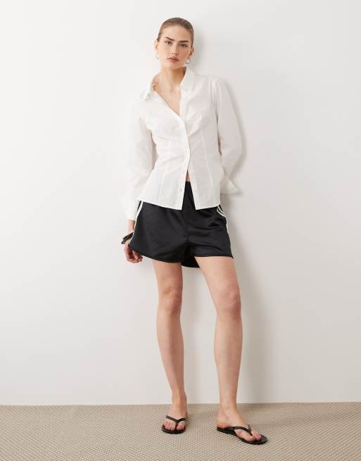 Miss Selfridge - Hvid tætsiddende skjorte med lange ærmer, 2 af 4