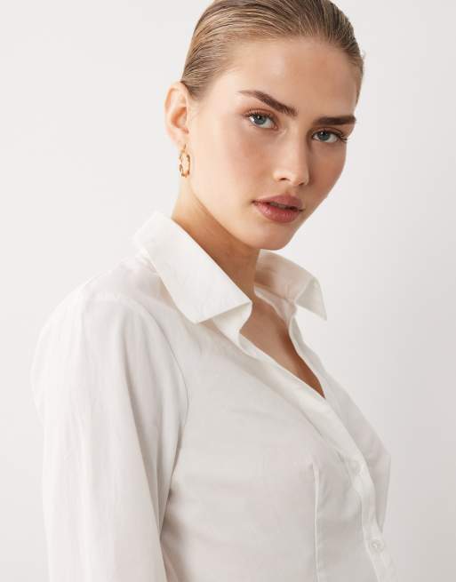 Miss Selfridge - Hvid tætsiddende skjorte med lange ærmer, 3 af 4