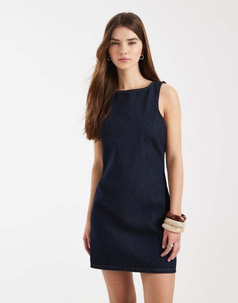 Miss Selfridge - Indigoblå shift-kjole i denim - view 1