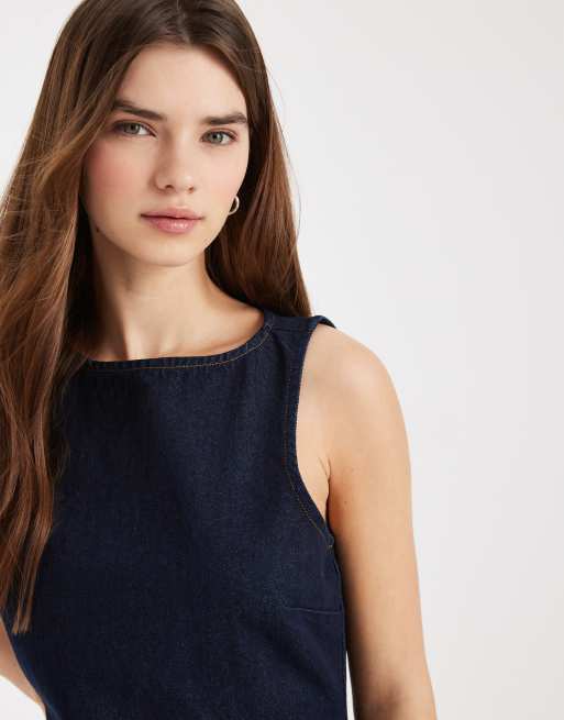 Miss Selfridge - Indigoblå shift-kjole i denim, 2 af 4