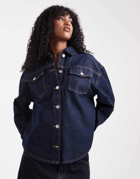 Miss Selfridge – Indigoblå, tvättad skjorta i cowboystil med långa ärmar - view 1