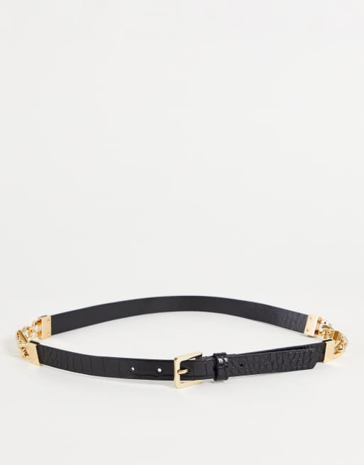 Miss Selfridge - Ivan - Riem met schakelkettingdetail in zwart