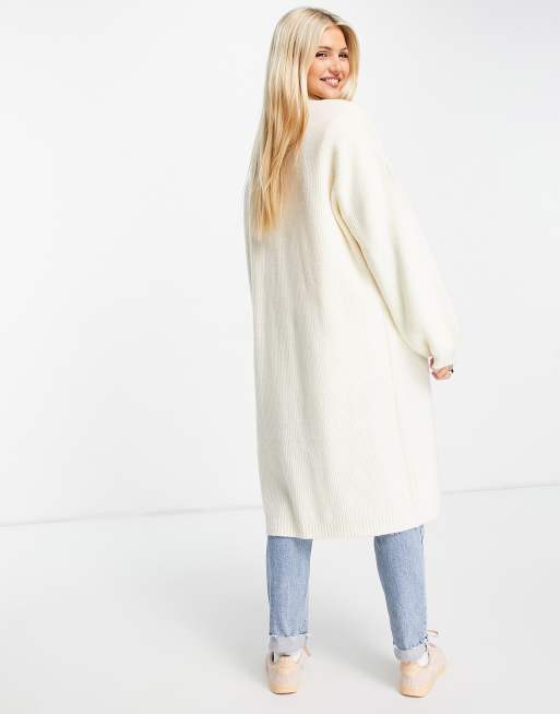 Miss Selfridge Ivory Balloon Sleeve Maxi Cardigan ASOS