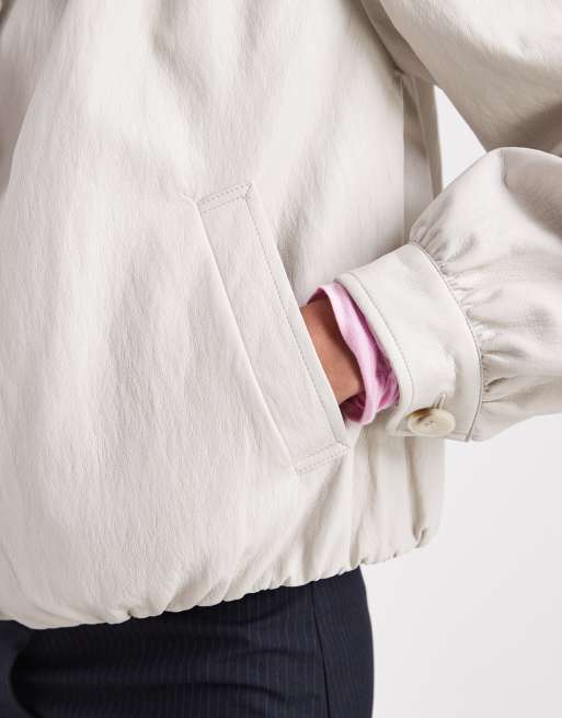 Miss Selfridge - Jack van imitatieleer met aangerimpeld detail in stone, 3 van 4