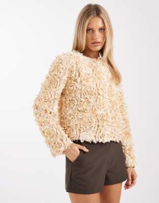 Miss Selfridge - Jacke in Buttermilchgelb mit Blütenblatt-Detail