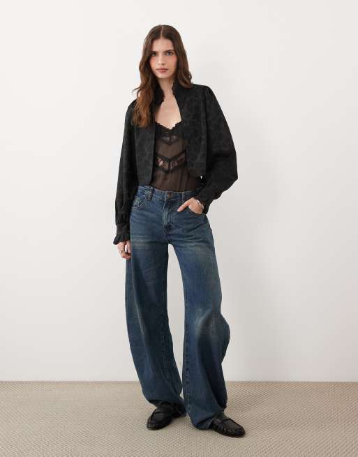 Miss Selfridge jacquard trophy jacket in black, 2 of 4