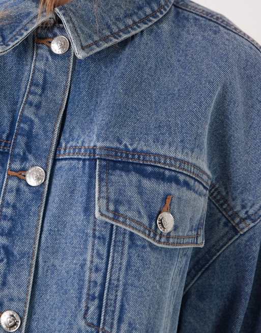 Miss Selfridge – Jasnoniebieska jeansowa kurtka oversize z efektem sprania, 4 z 4