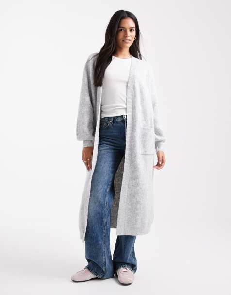 Miss Selfridge – Jasnoszary melanżowy kardigan maxi - view 1