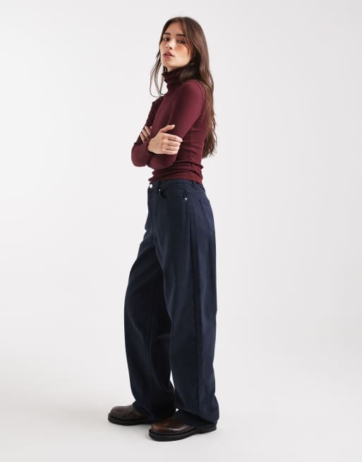 Miss Selfridge - Jean baggy d'ensemble - Bleu marine délavé, 3 de 5