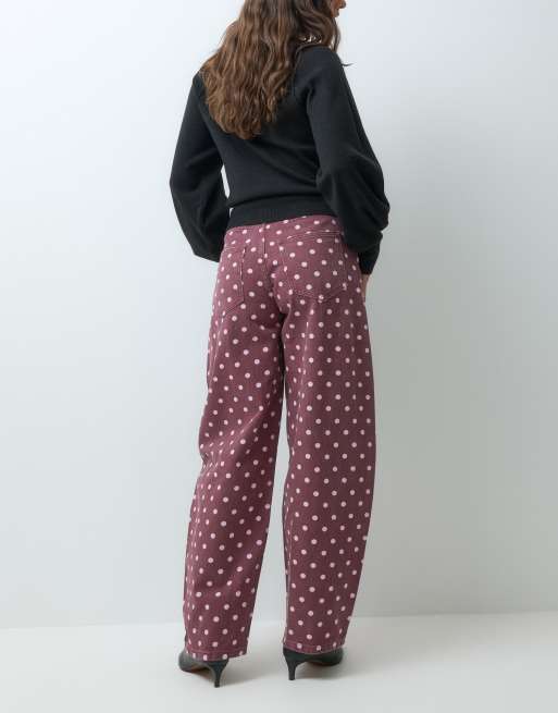 Miss Selfridge jean barrel à pois marron, 3 de 5