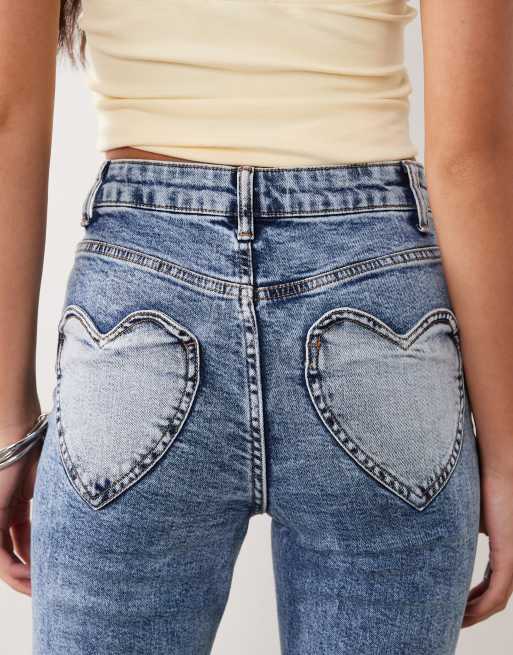 Miss Selfridge - Jean évasé avec poche en cœur à délavage moyen, 4 de 5