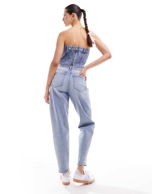 Tenue avec jean mom bleu hot sale