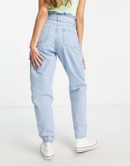 Jean mom taille haute avec ceinture à discount nouer