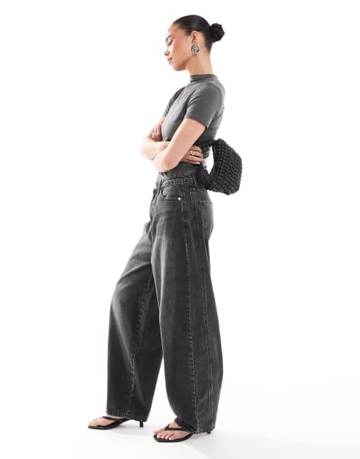 Miss Selfridge - Jeans a fondo ampio lavaggio nero, 3 di 5