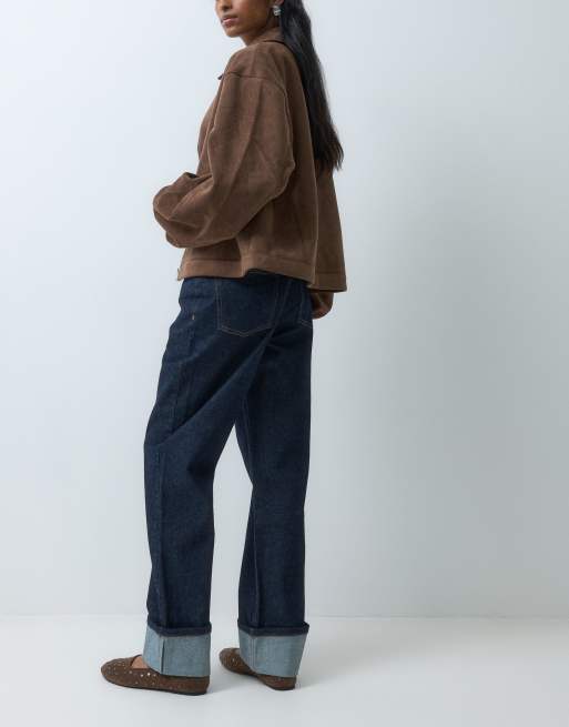 Miss Selfridge jeans a gamba dritta con risvolto in lavaggio grezzo, 4 di 5