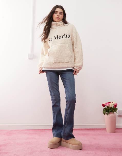 Miss Selfridge - Jeans a zampa lavaggio indaco con tasche a forma di cuore - view 1