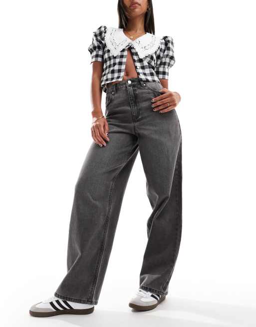 Miss Selfridge - Jeans ampi lavaggio grigio