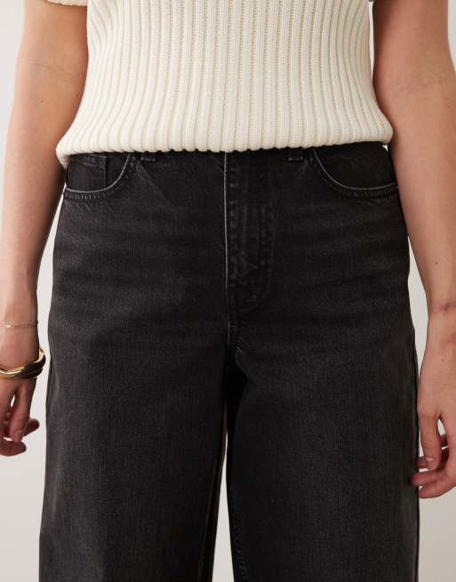 Miss Selfridge jeans baggy vita medio alta nero slavato, 4 di 5