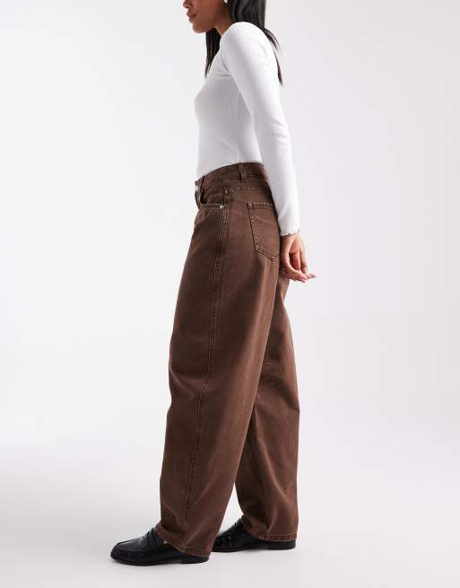 Miss Selfridge - Jeans bombati lavaggio color cioccolato, 3 di 5