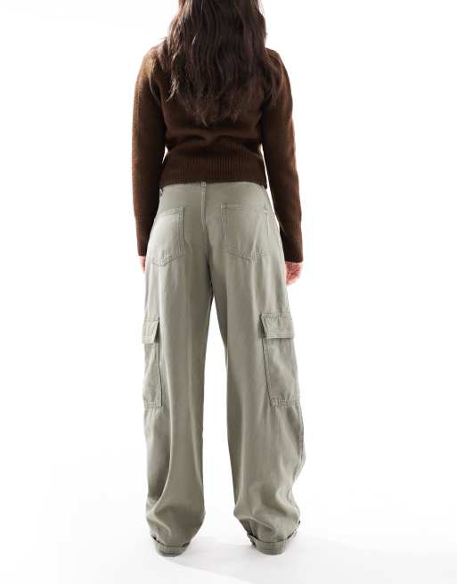 Miss Selfridge - Jeans cargo da lavoro ampi kaki, 3 di 5
