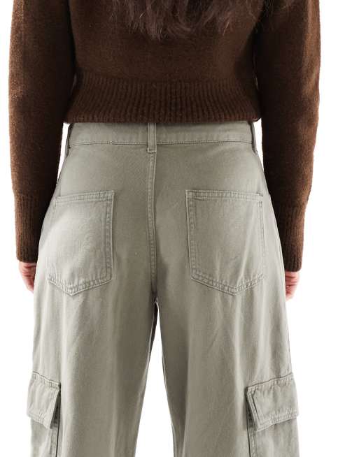 Miss Selfridge - Jeans cargo da lavoro ampi kaki, 5 di 5