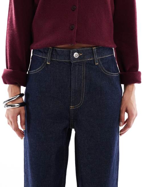 Miss Selfridge - Jeans dritti a vita alta indaco con cuciture a contrasto, 4 di 5