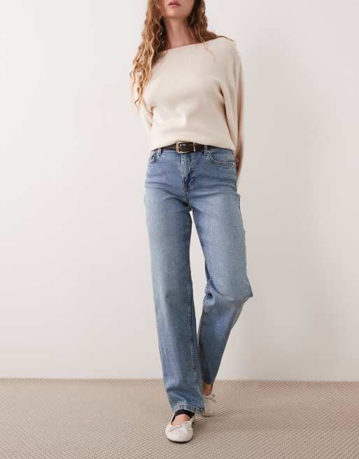 Miss Selfridge jeans dritti a vita medio alta lavaggio blu vintage, 1 di 5