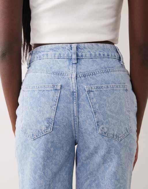 Miss Selfridge - Jeans dritti con stampa in pizzo blu medio, 4 di 5