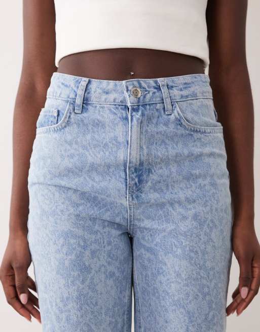 Miss Selfridge - Jeans dritti con stampa in pizzo blu medio, 5 di 5
