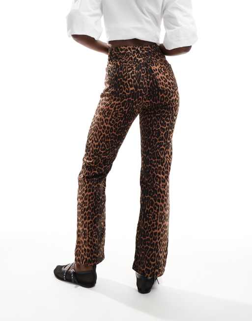 Flare Jeans Leopardati Vita Alta Miss Selfridge Jeans Dritti