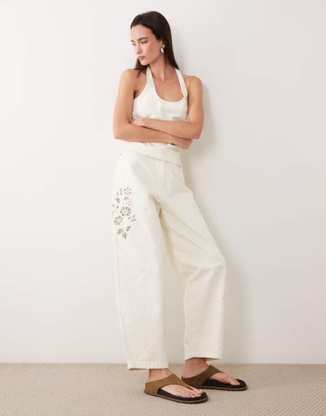 Miss Selfridge - Jeans in denim ricamato lavaggio écru - view 1