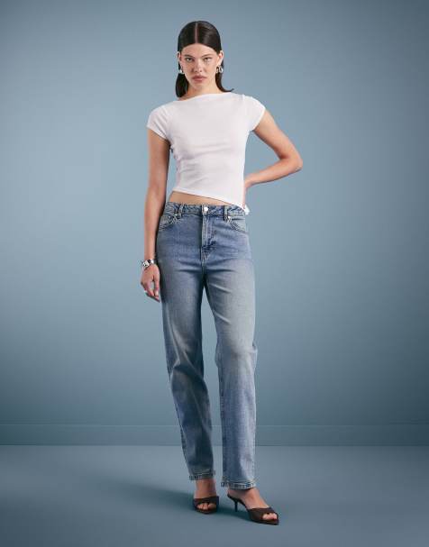 Miss Selfridge – Jeans in Dirty-Waschung mit geradem Schnitt - view 1