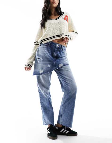 Miss Selfridge - Jeans med lige ben og nederdel-detalje - view 1