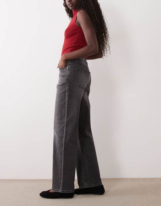 Miss Selfridge jeans med medelhög midja och raka ben i antracit, 3 av 5